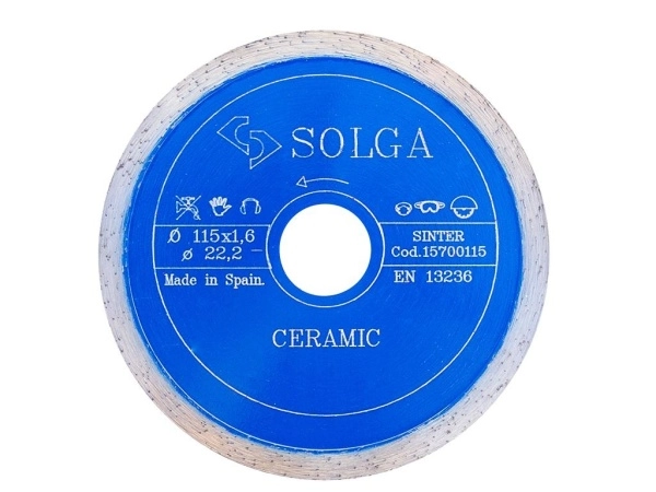 Диск алмазный Solga Diamant CERAMICS, MARBLE сплошной (керамика, мрамор) 115мм/22,23