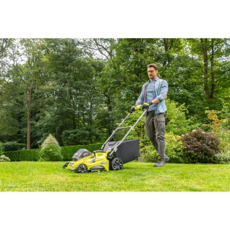 фото бесщеточная газонокосилка ryobi rlm36x41h50g