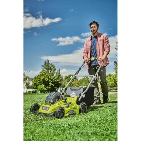 фото бесщеточная газонокосилка ryobi max power rlm36x41h50pg