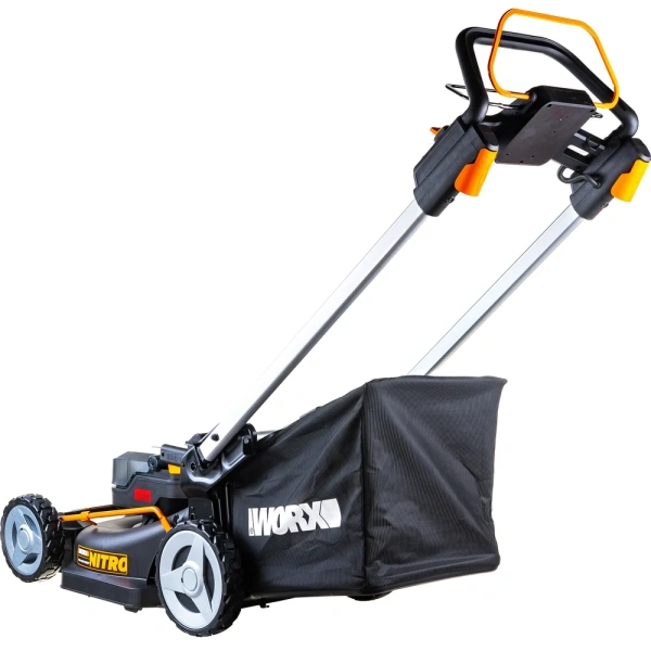 фото аккумуляторная самоходная газонокосилка worx wg749e